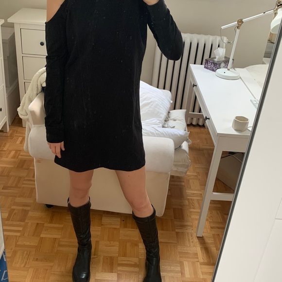 ASOS Black Sweater Shoulderless Dress - Picture 3 of 5